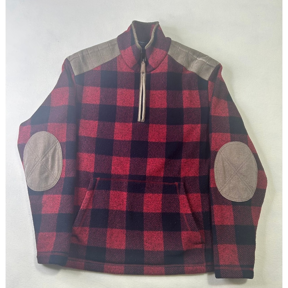 Cremieux Collection Mens Buffalo Plaid Fleece Quarter Zip Pullover Red Black L